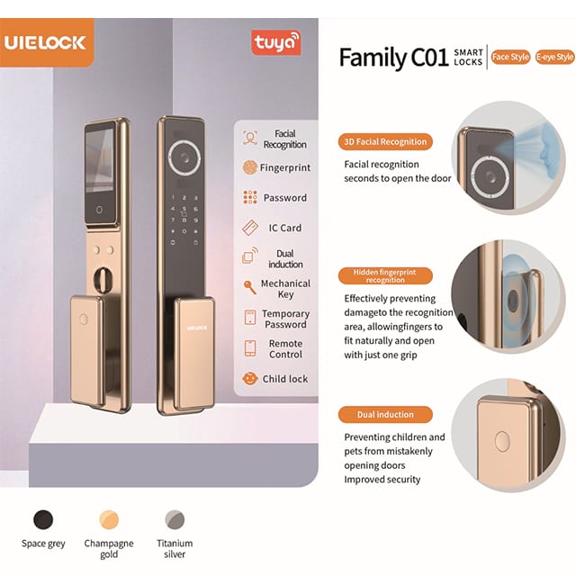 C01 Fingerprint Digital Door Lock with Camera Fully Automatic Tuya Wifi 