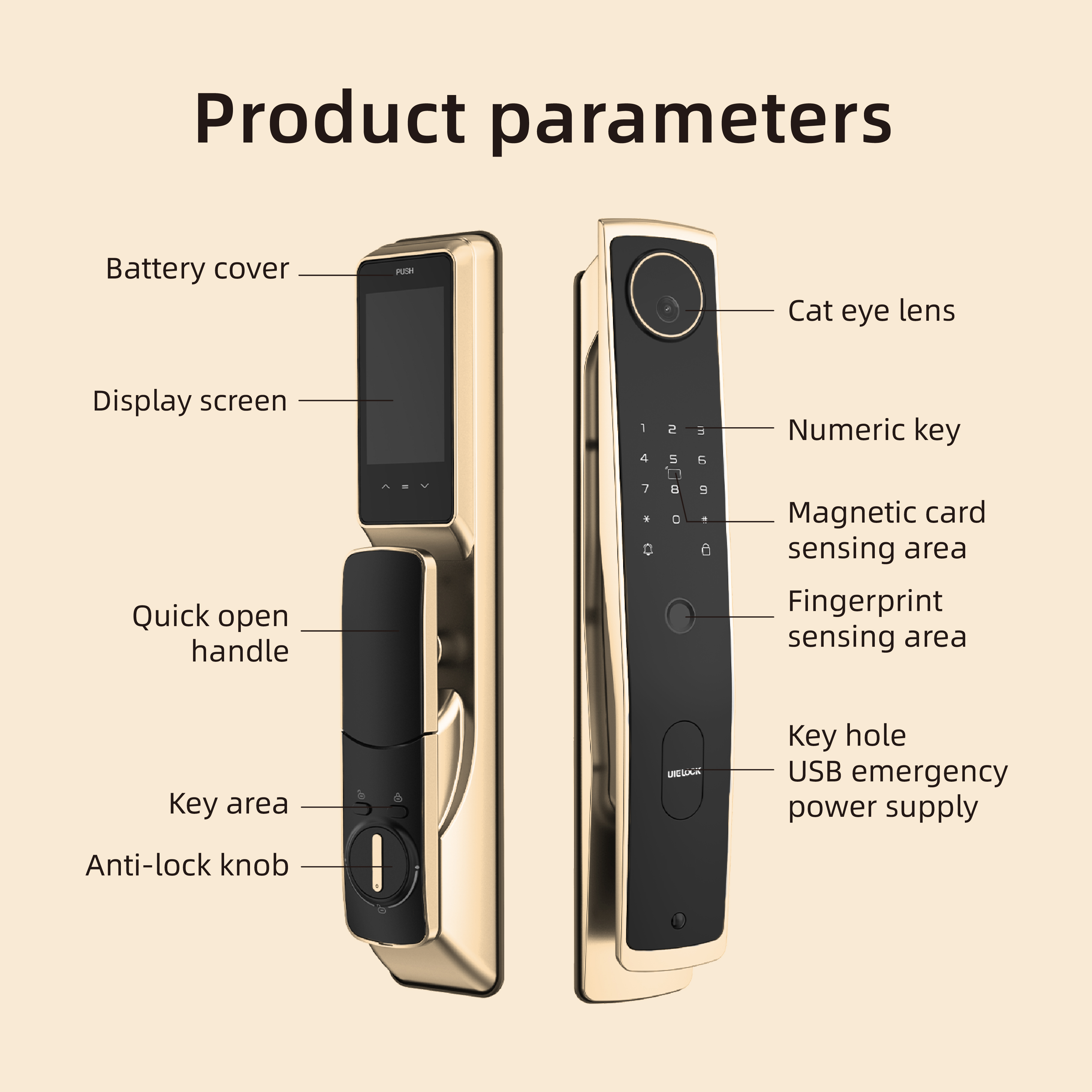 QB50 Smart door Lock With 3d Face Recognition