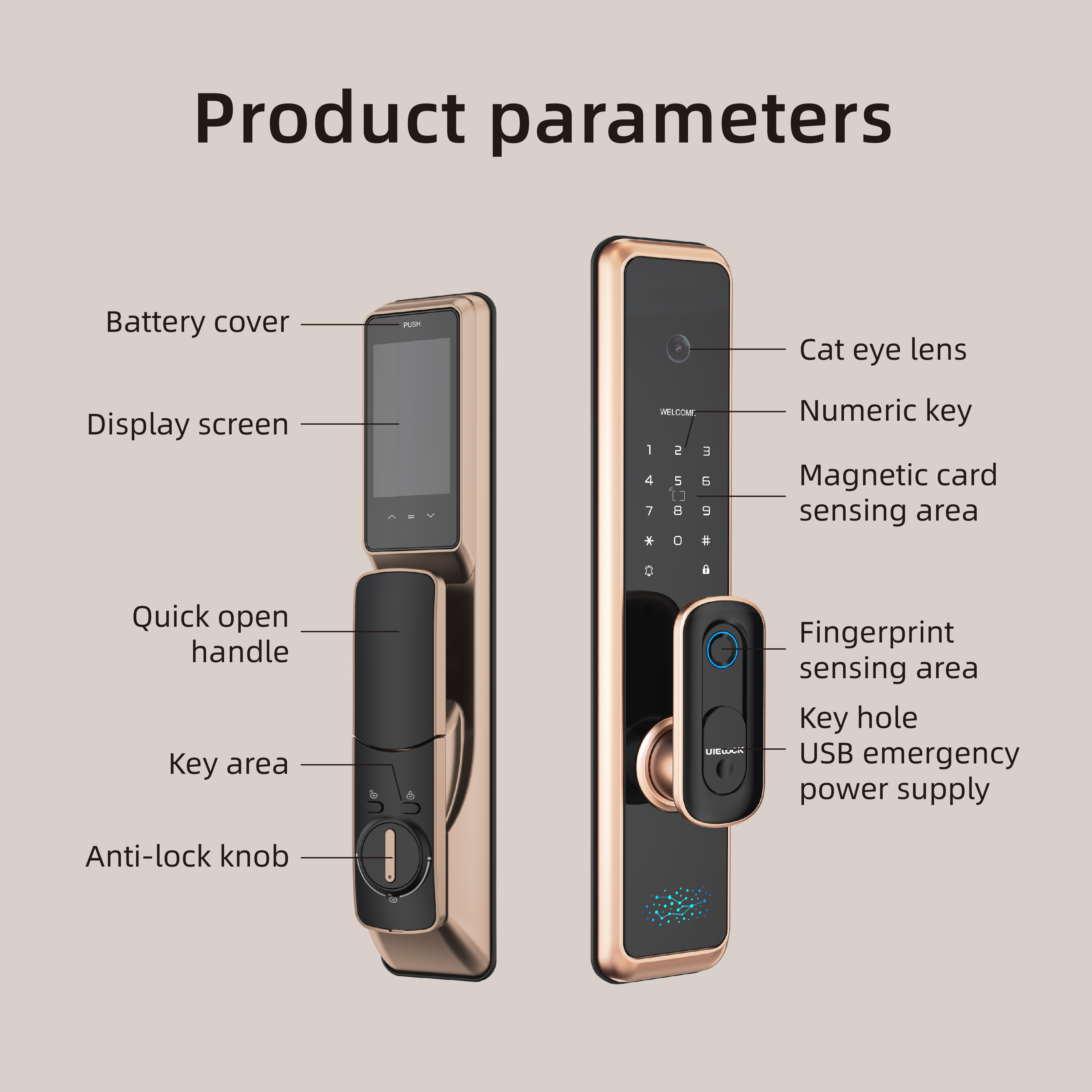 QA40 Smart Digital Fingerprint Lock Automatic Lock Rfid Ic Card Wifi App