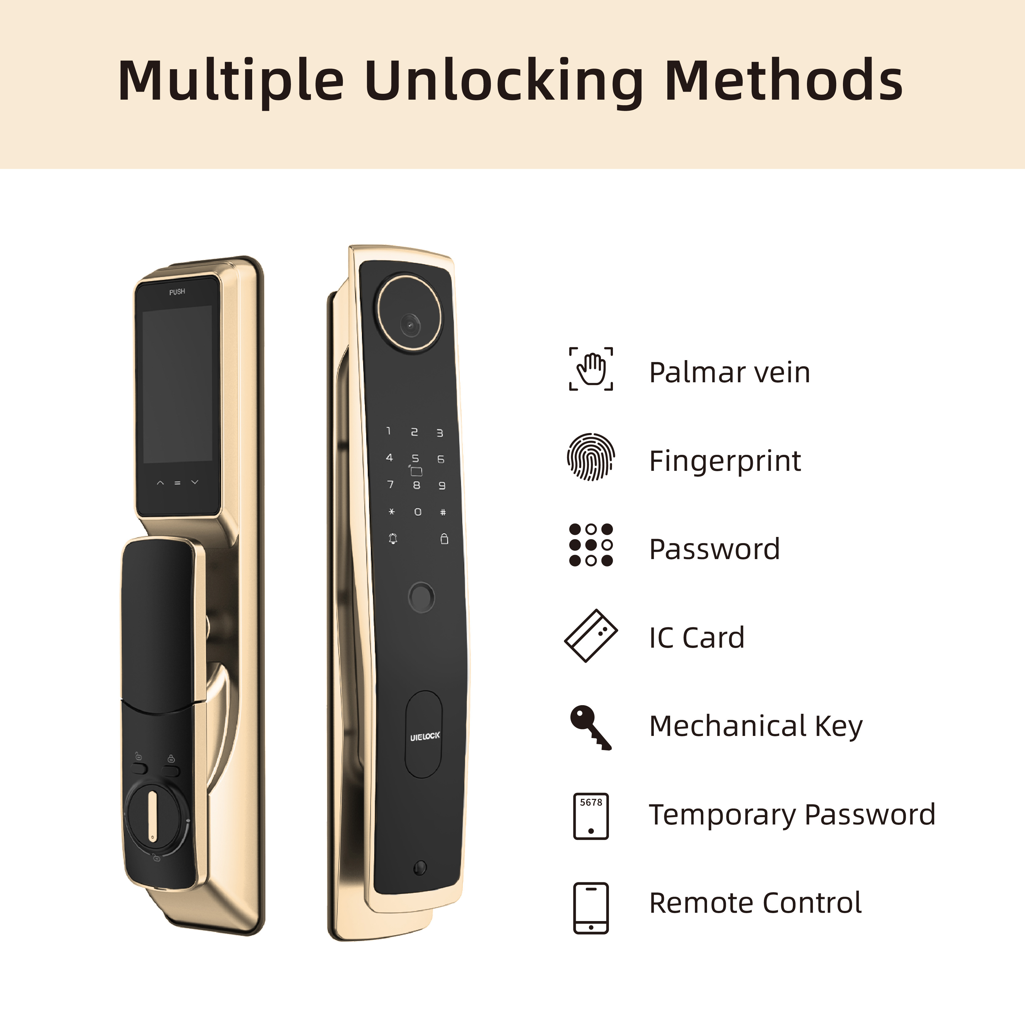 QB50 smart keyless door lock with biometric fingerprint