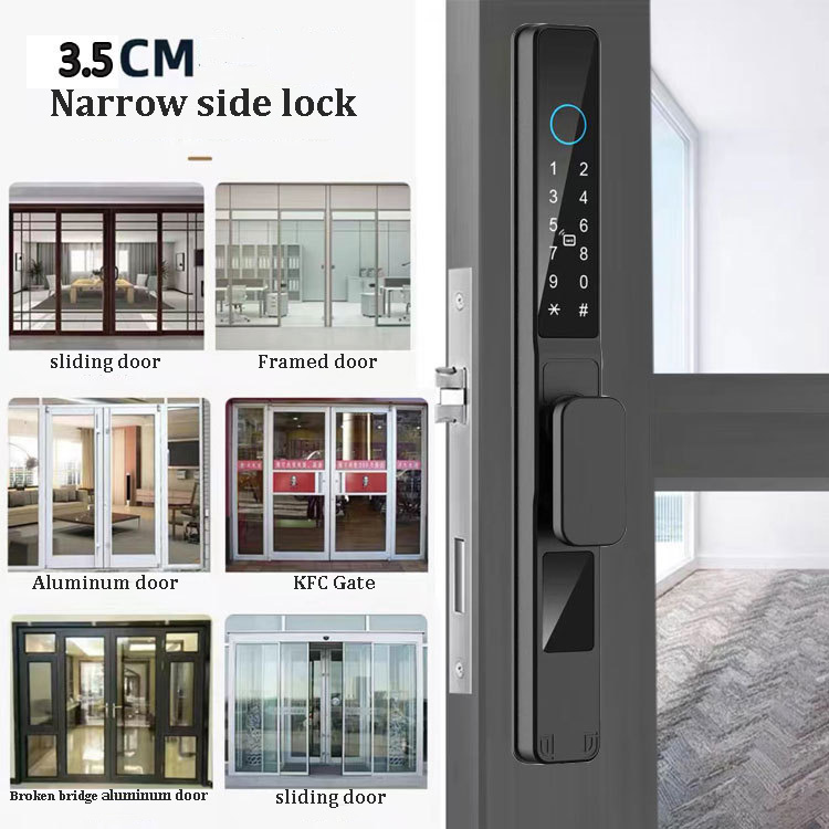 QW-DQA6Q Aluminum Steel Double Side Sliding Smart Door Lock with Fingerprint