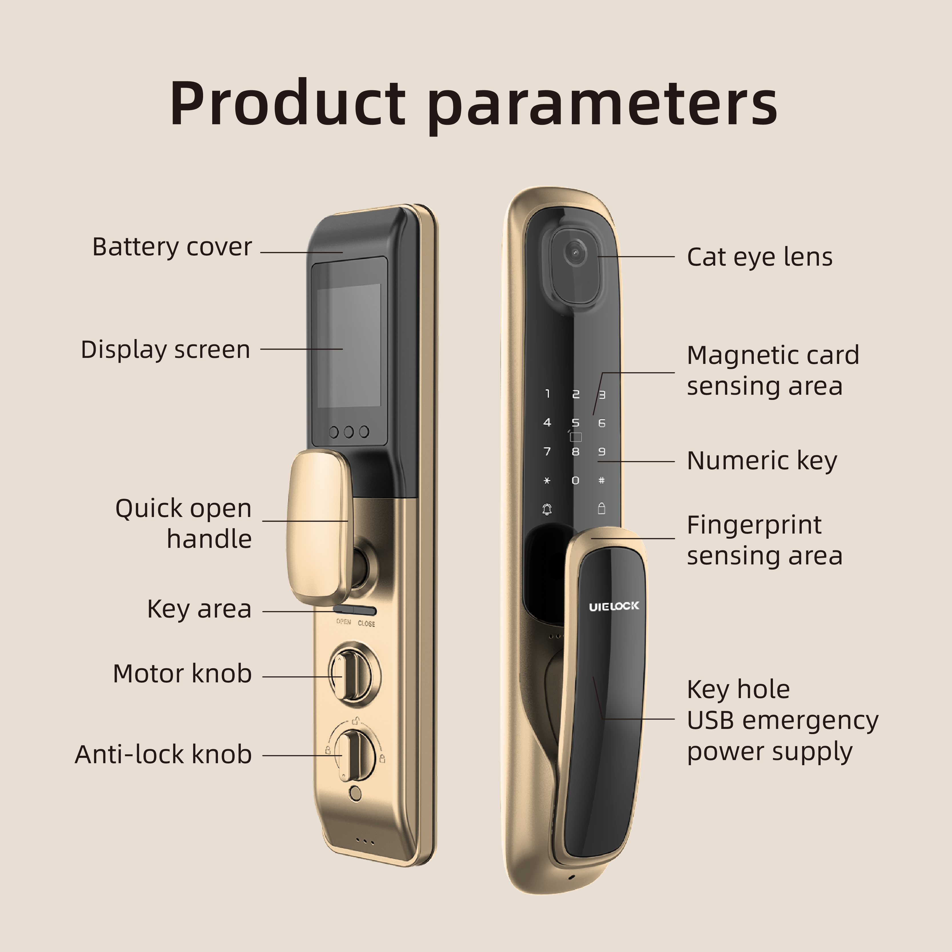 QB20 smart fingerprint door lock with camera