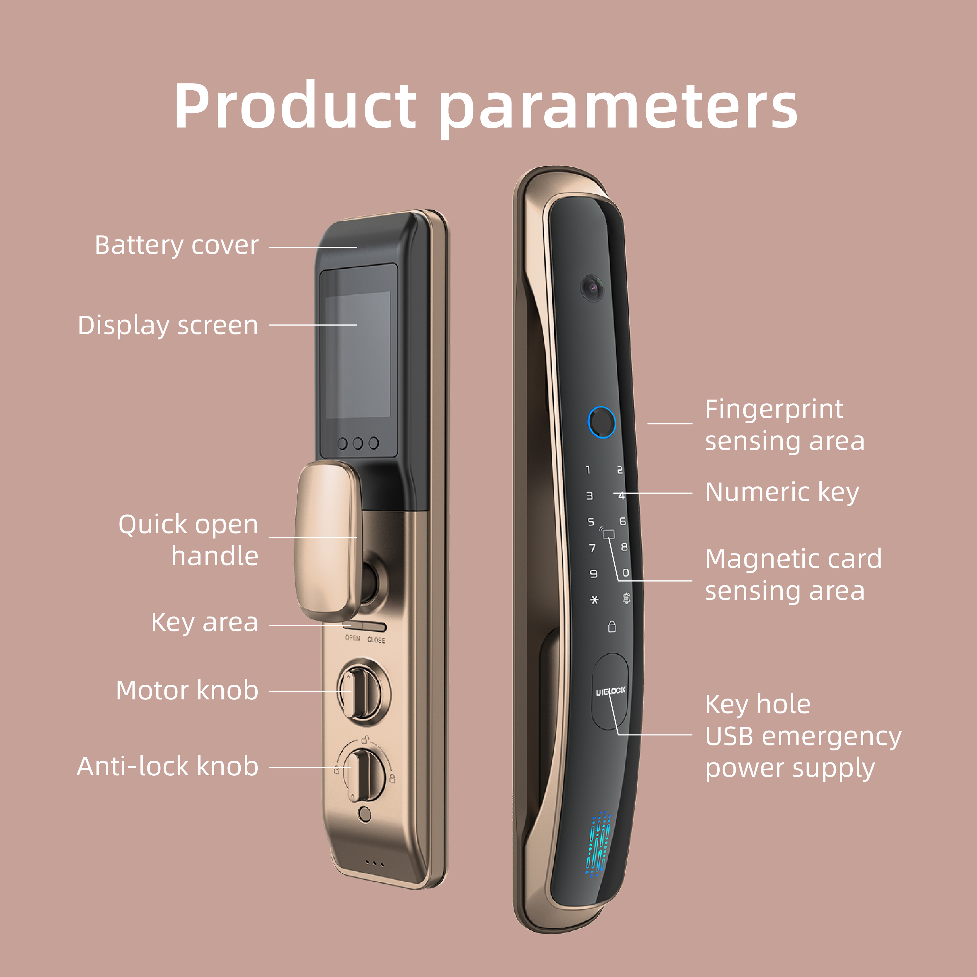 QA50 Smart Door Front Lock Keyless Entry Fingerprint Lock