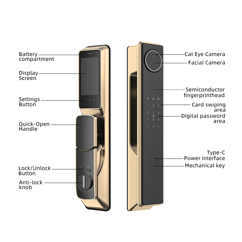 Q61 3D Face Recognition Palm Vein Visual Intercom Smart Door Lock