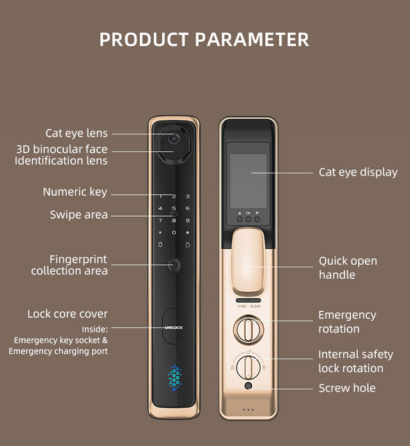 UIELOCK QA60 Plus Palm Vein And 3D Face Recognition Smart Lock