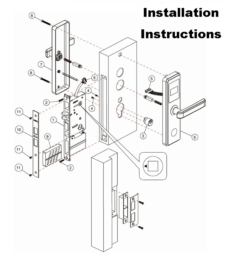  QW-LC118-S1 Hotel Door Lock Work with YK03 Hotel Lock System 